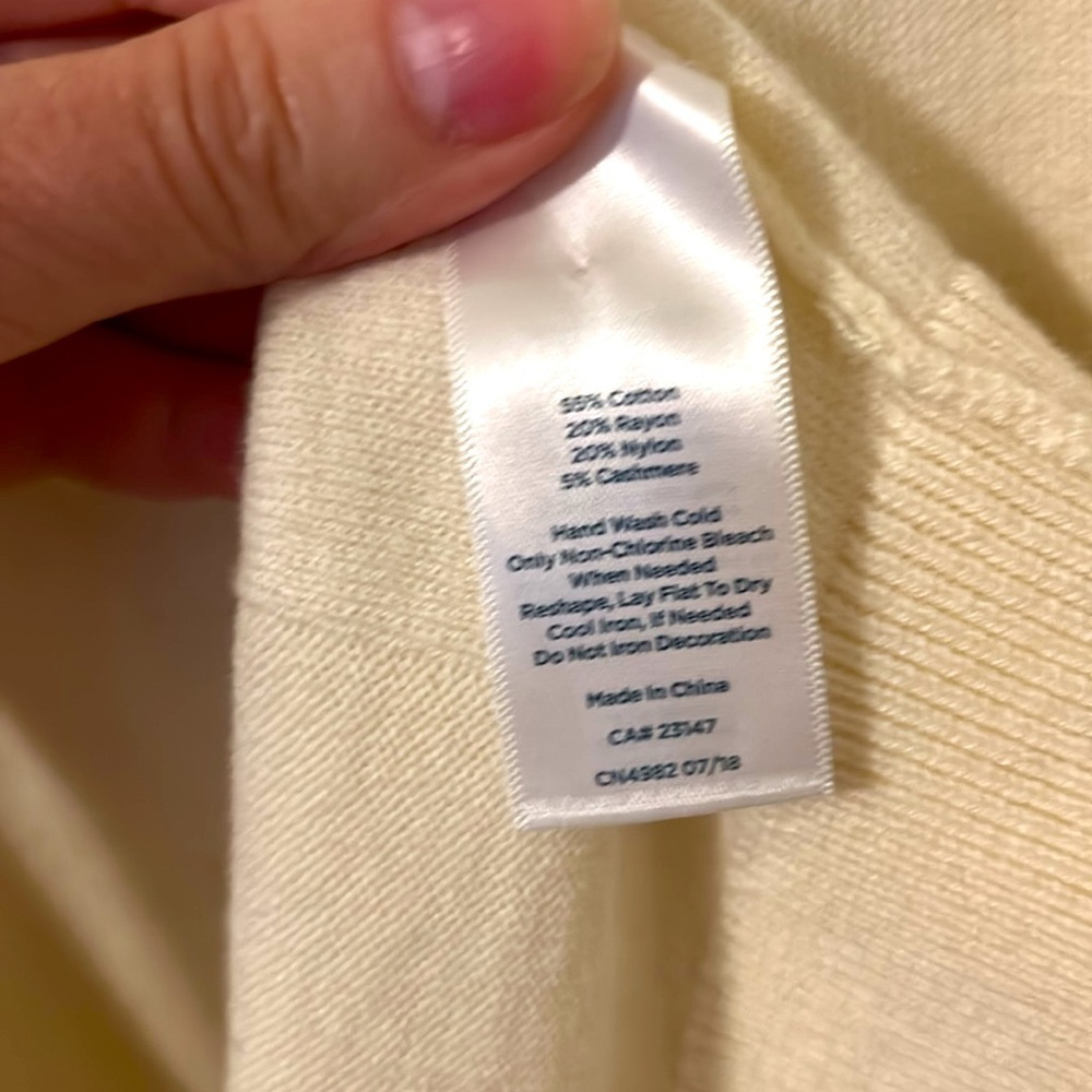 RSVP by Talbots Embellished Neckline Sweater Light Creme 3/4 Sleeve Size M - Picture 7 of 7